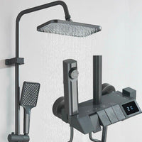 Duschsystem Grau mit Thermostat Regendusche + Handbrause Komplettset