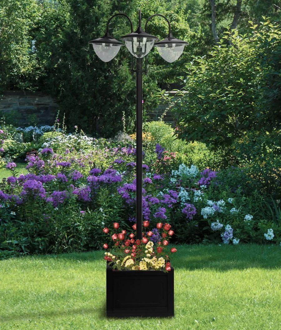 Solar Gartenleuchte 3 Lampenschirme Außenleuchte 189cm