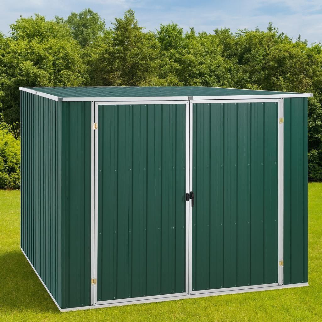Metall-Gerätehaus mit Doppeltür Wetterfester Gartenschuppen