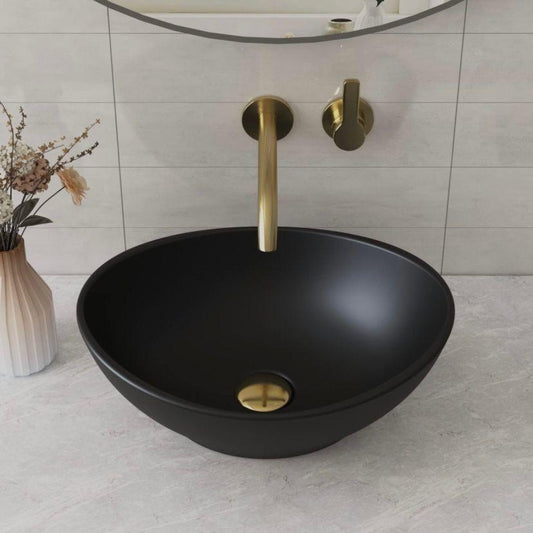 Aufsatzwaschbecken Schwarz Oval 40 × 33 cm Keramik
