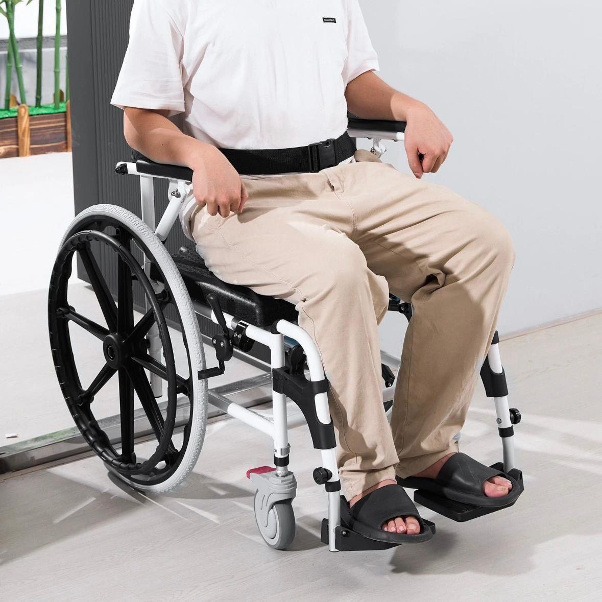 Toiletten- & Duschrollstuhl mit PU-Sitz und Aluminiumrahmen