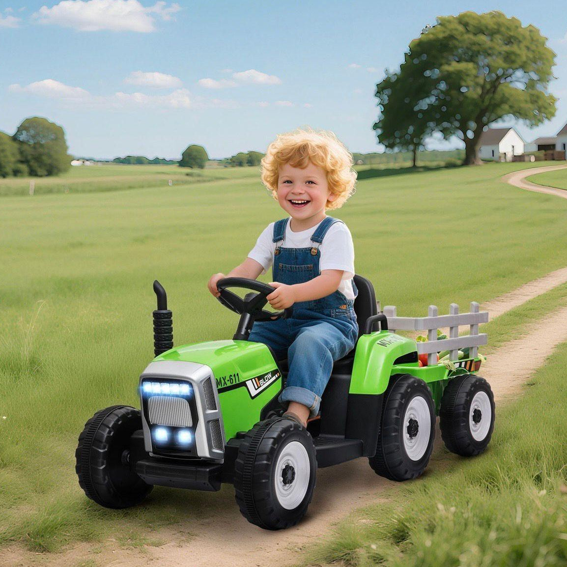 Elektrischer Kindertraktor mit Anhänger 12V mit Fernbedienung