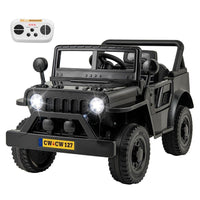 Elektrisches Kinderauto 12 V mit Fernbedienung & LED – Schwarz