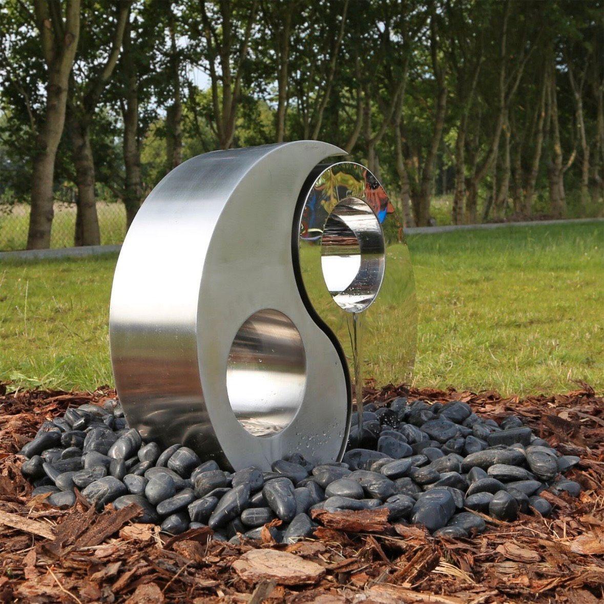 Edelstahl Springbrunnen Yin Yang Gartenbrunnen