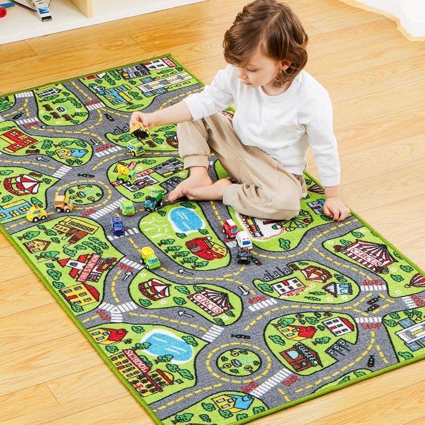 Spielteppich Stadt mit 12 Fahrzeugen Kinder Set