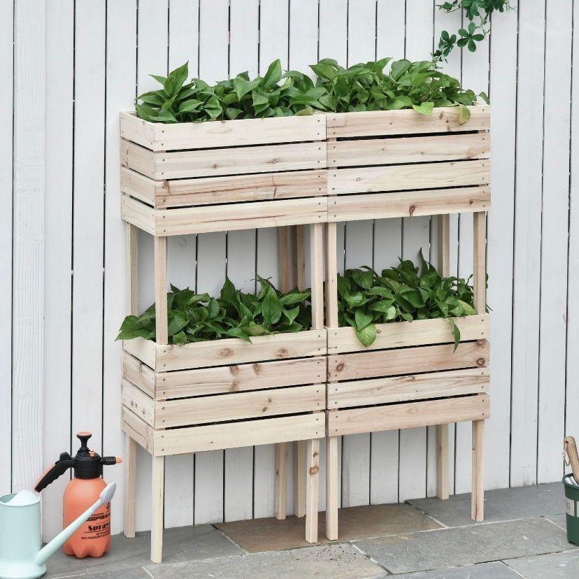 Hochbeet Set Holz stapelbar Pflanzkasten Balkon Garten