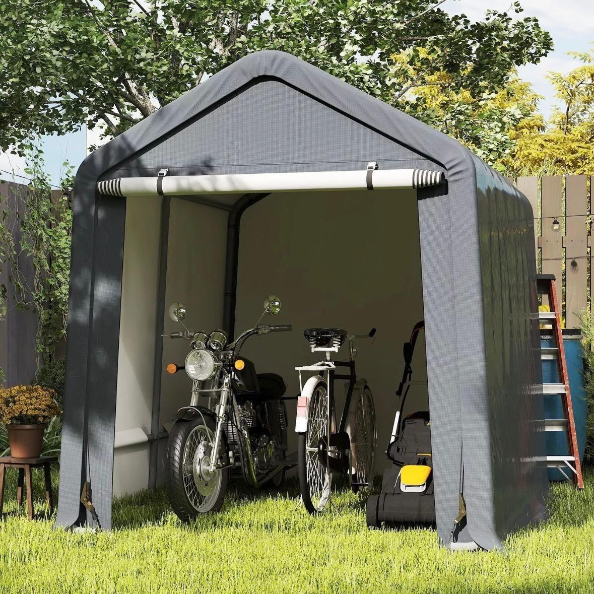 Zeltgarage Grau 240×195×214cm Wetterfester Unterstand