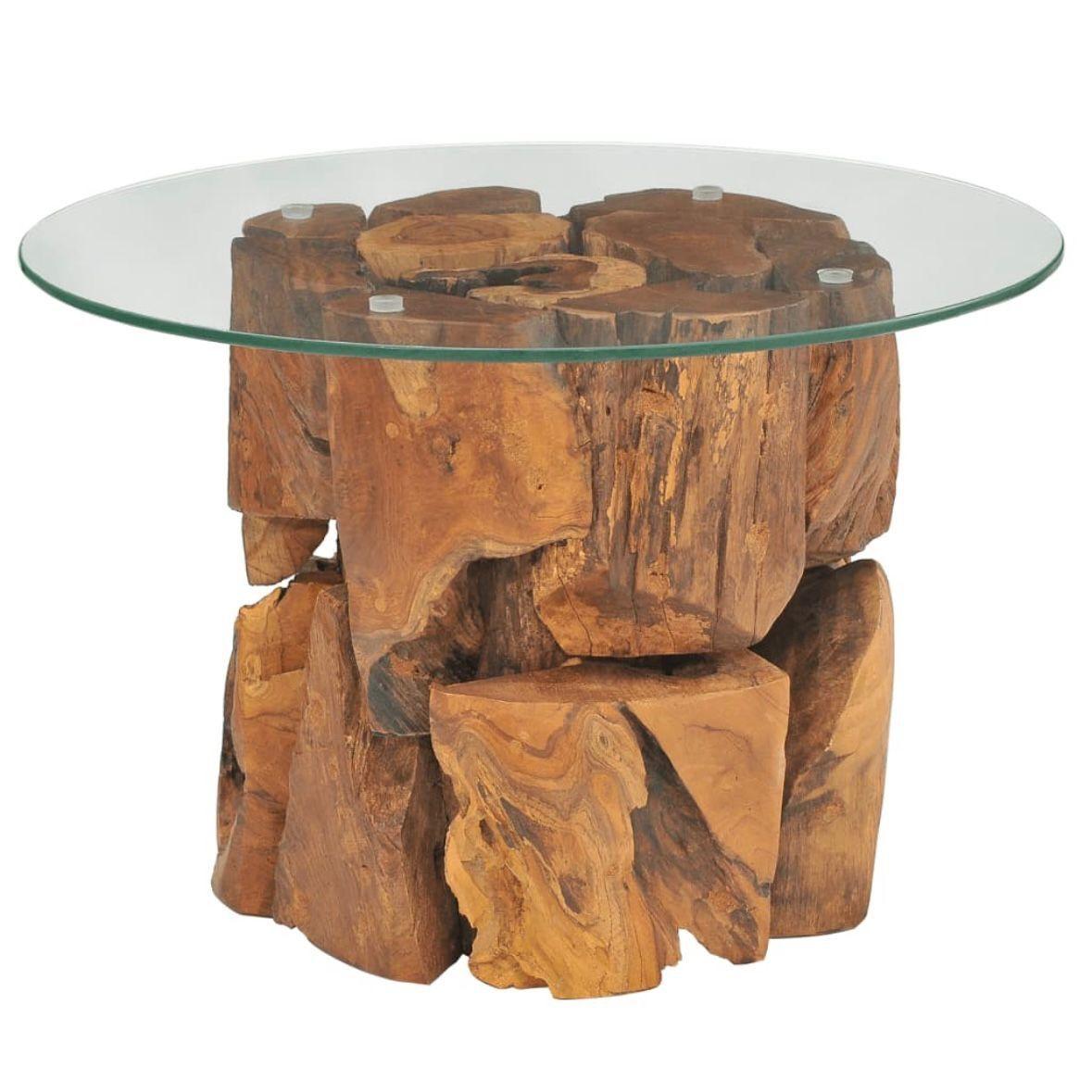 Couchtisch Teak Treibholz mit Glasplatte