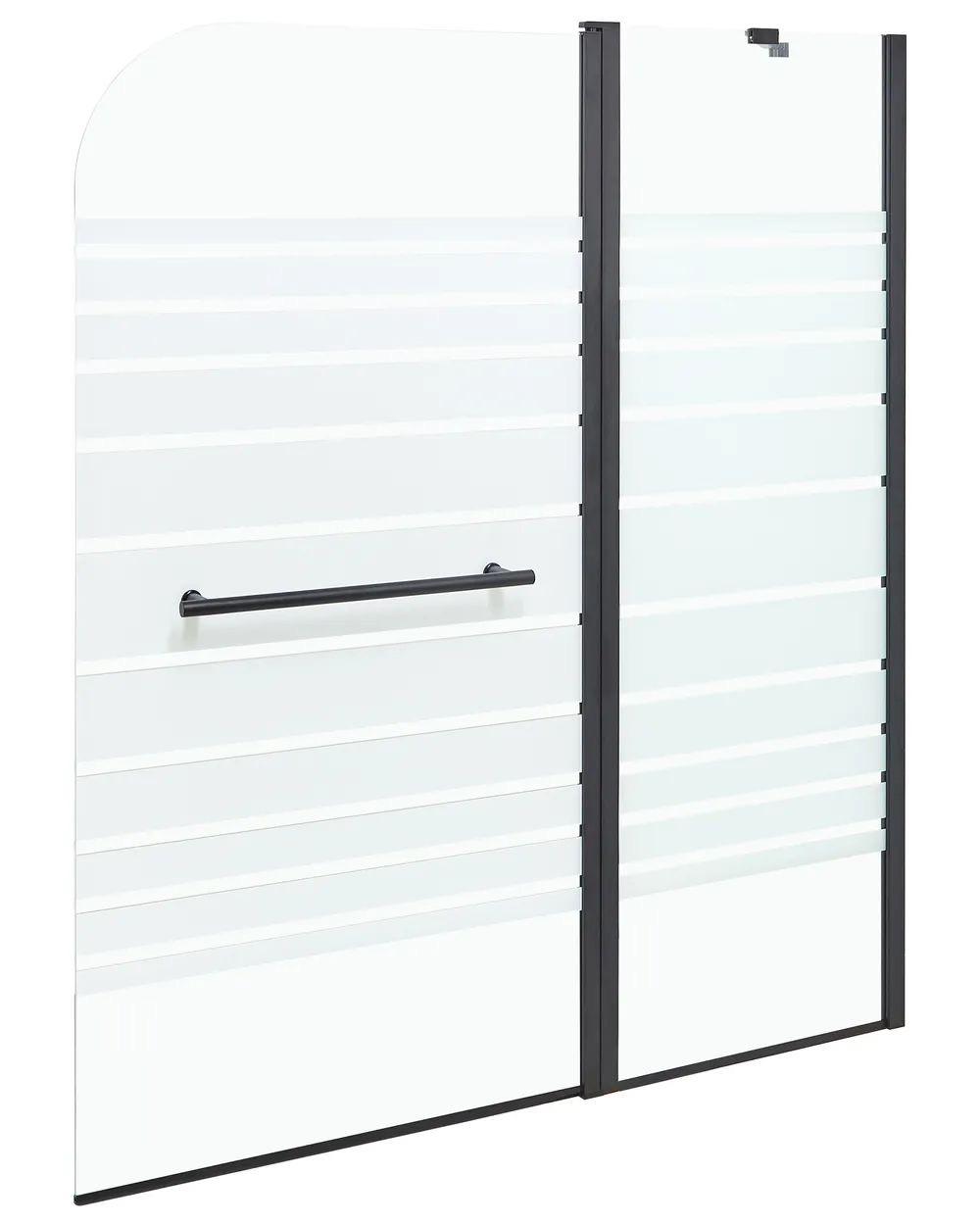 Badewannenaufsatz 120×140cm Schwarz Duschwand aus Sicherheitsglas