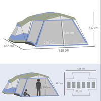 Campingzelt für 6–8 Personen mit Vorzelt