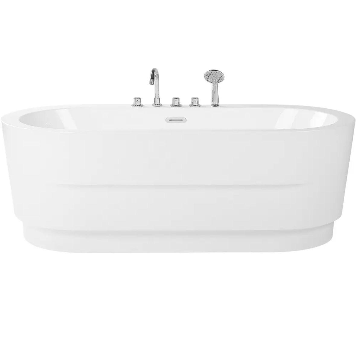 Freistehende Badewanne 170×80cm Ovale Acrylwanne mit Armatur & Überlauf