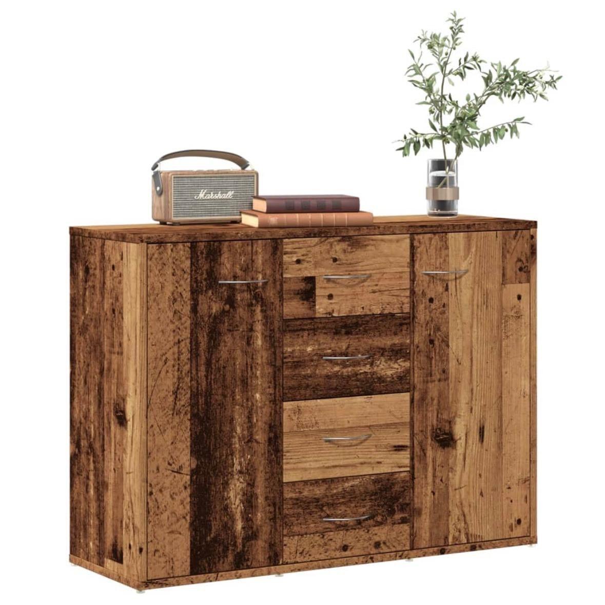 Sideboard mit 4 Schubladen & 2 Türen im Altholz-Look 88 cm
