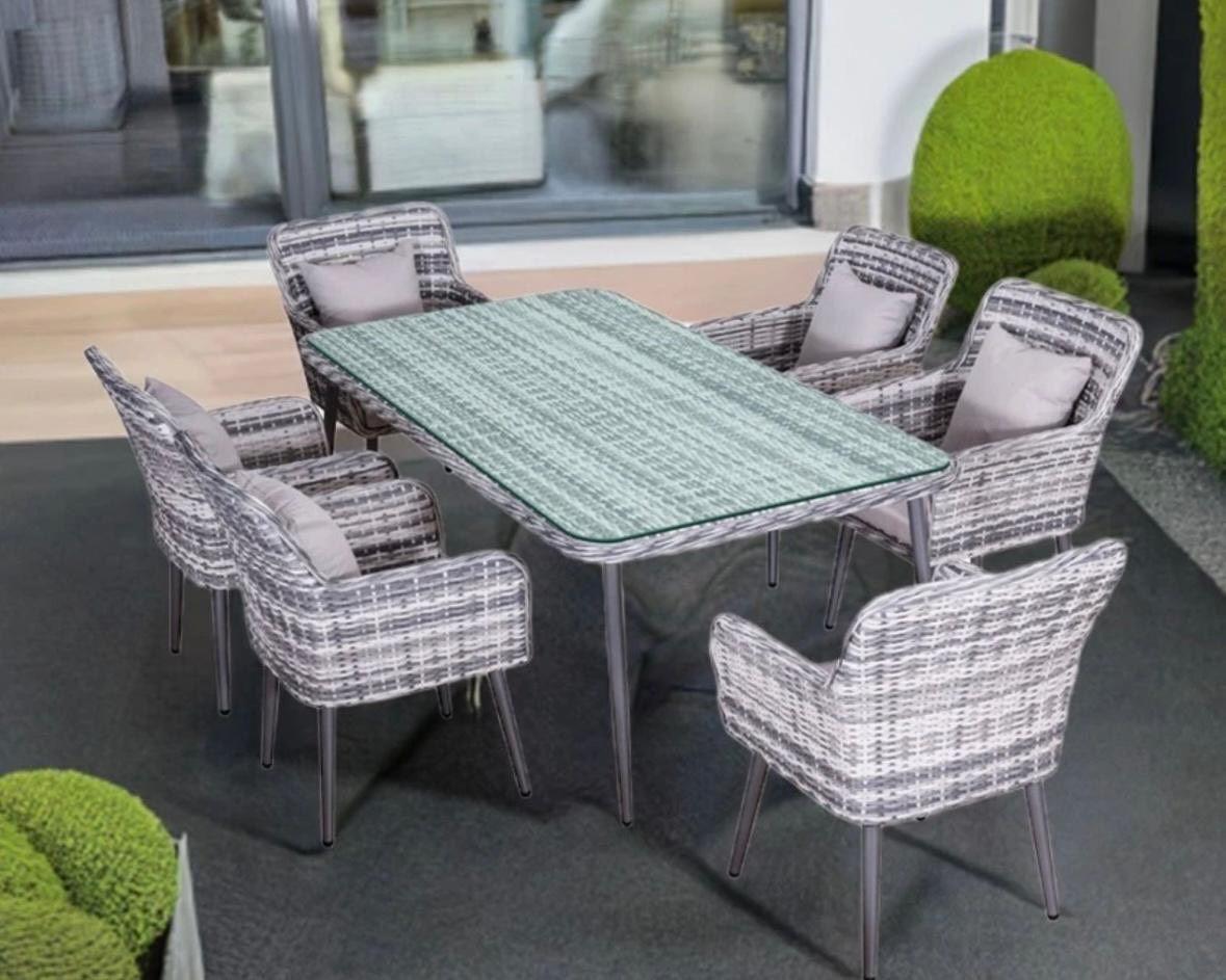 Gartenmöbel Set Aluminium & Polyrattan 6 Personen