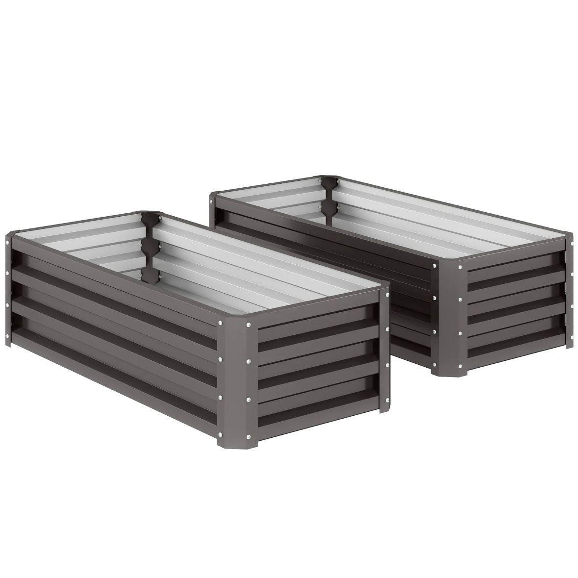 2er Set Hochbeet Metall Gartenbeet Stahl Pflanzbeet