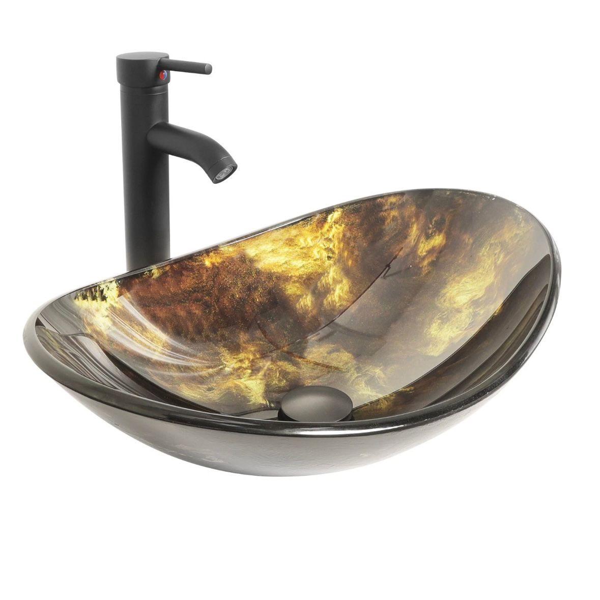Glaswaschbecken Aufsatzwaschbecken Set Wasserhahn