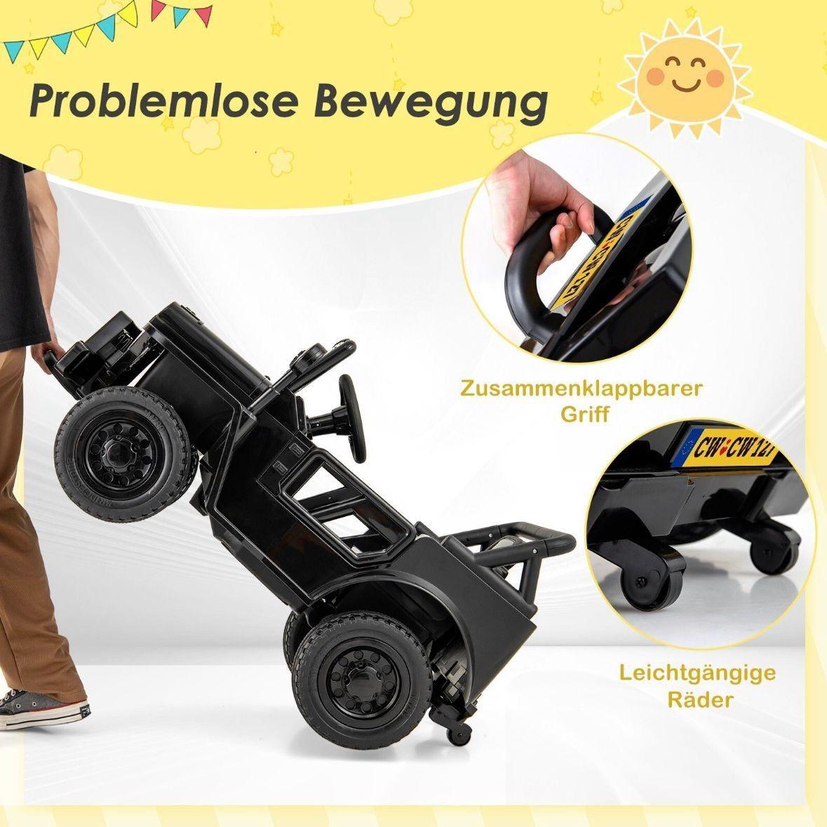 Elektrisches Kinderauto 12 V mit Fernbedienung & LED – Schwarz