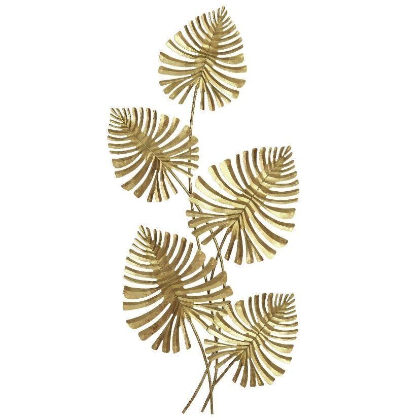 Metall Wandbild Monstera Gold Wanddeko Blätter