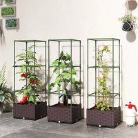 Hochbeet mit Rankgitter 3er Set Pflanzkasten Balkon Garten