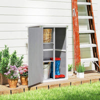 Gartenschrank Holz Geräteschrank Gartenhaus Weiß Grau