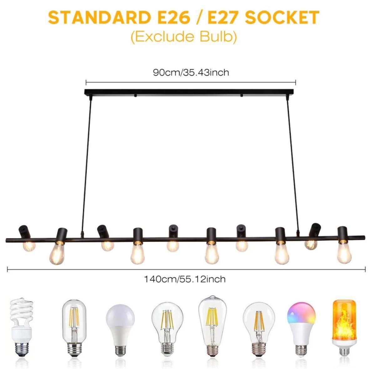 Vintage Pendelleuchte Industrie Design 10-flammig E27 Deckenlampe