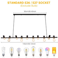 Vintage Pendelleuchte Industrie Design 10-flammig E27 Deckenlampe