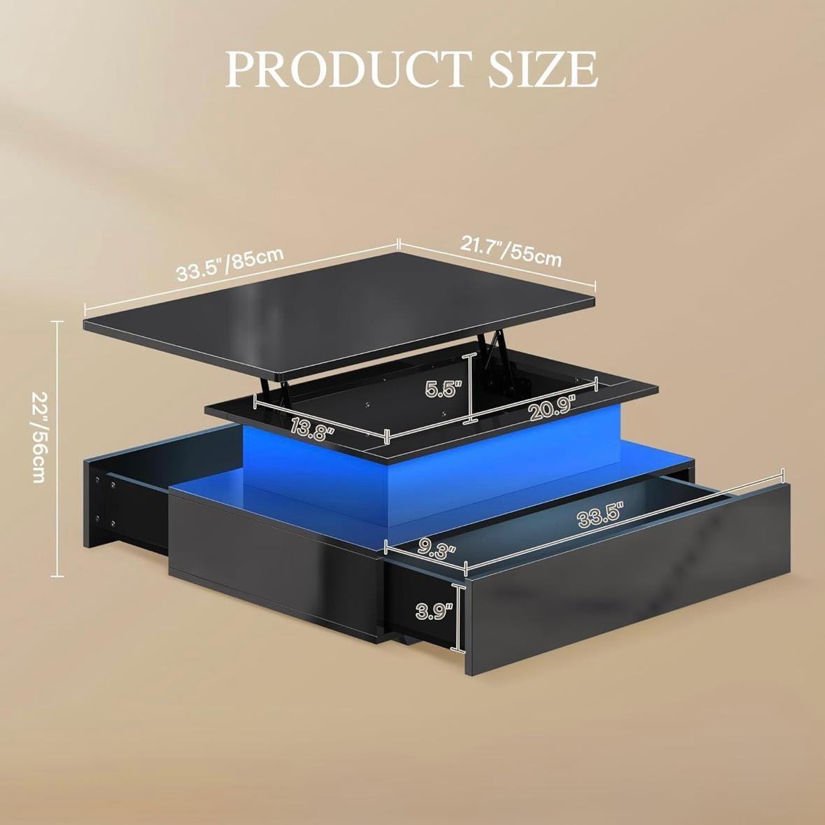 LED Couchtisch Schwarz