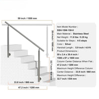 Edelstahl Treppengeländer 150cm verstellbar