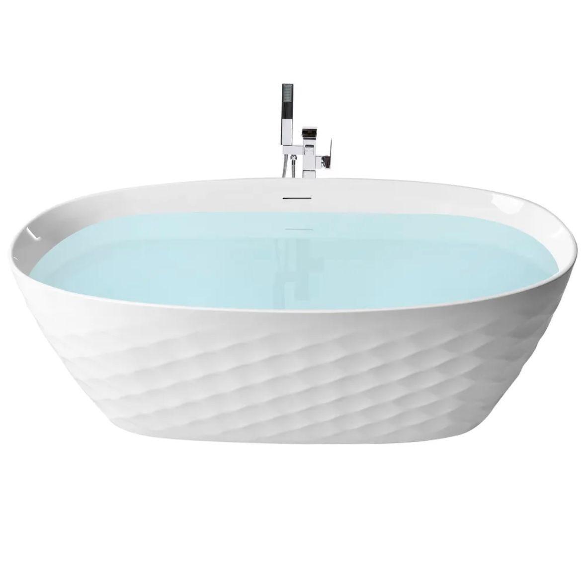 Freistehende Badewanne 170cm Oval Acryl Diamantmuster 289L