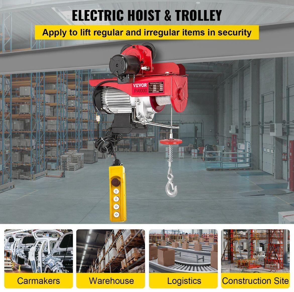 Elektrischer Hebezug PA1000 mit Laufkatze 1000kg 1800W