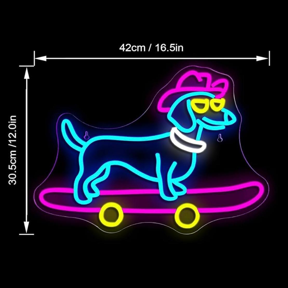 LED Neon Schild Dackel Skate