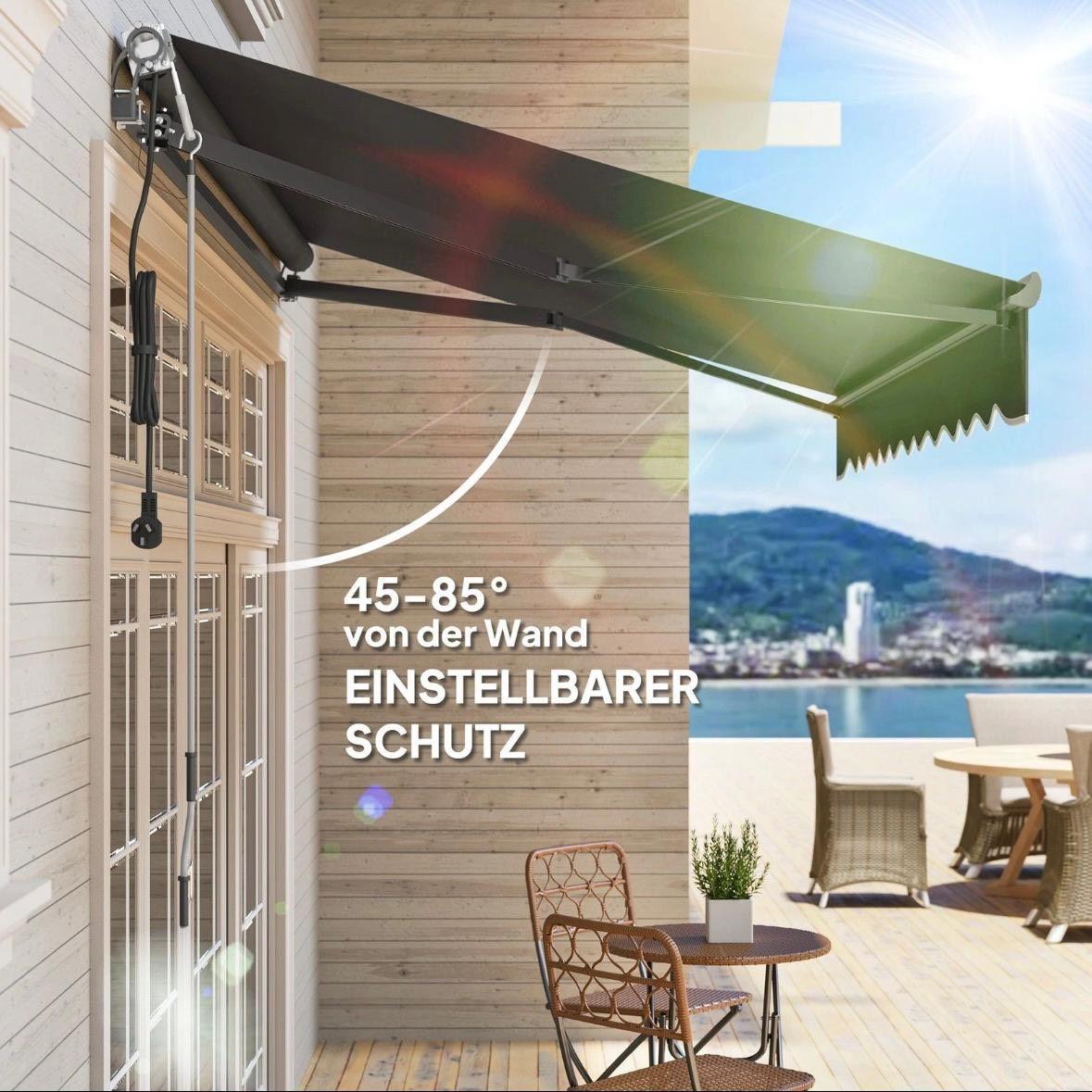 Elektrische Terrassenmarkise 296×250cm Klemmmarkise