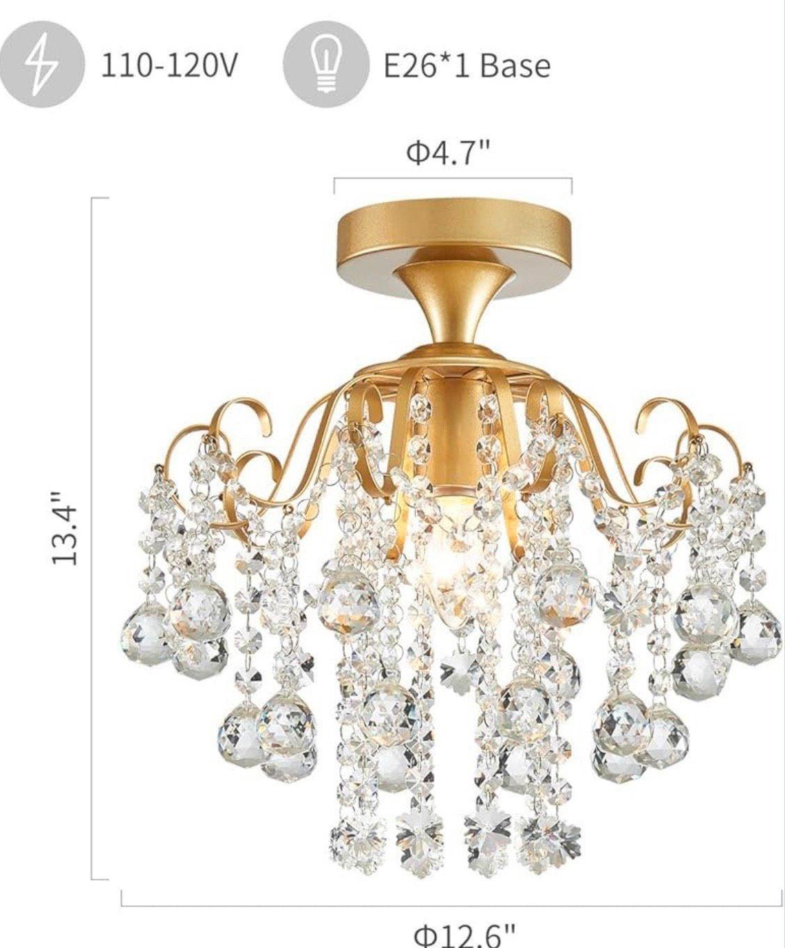 Kristall Deckenleuchte Gold E14