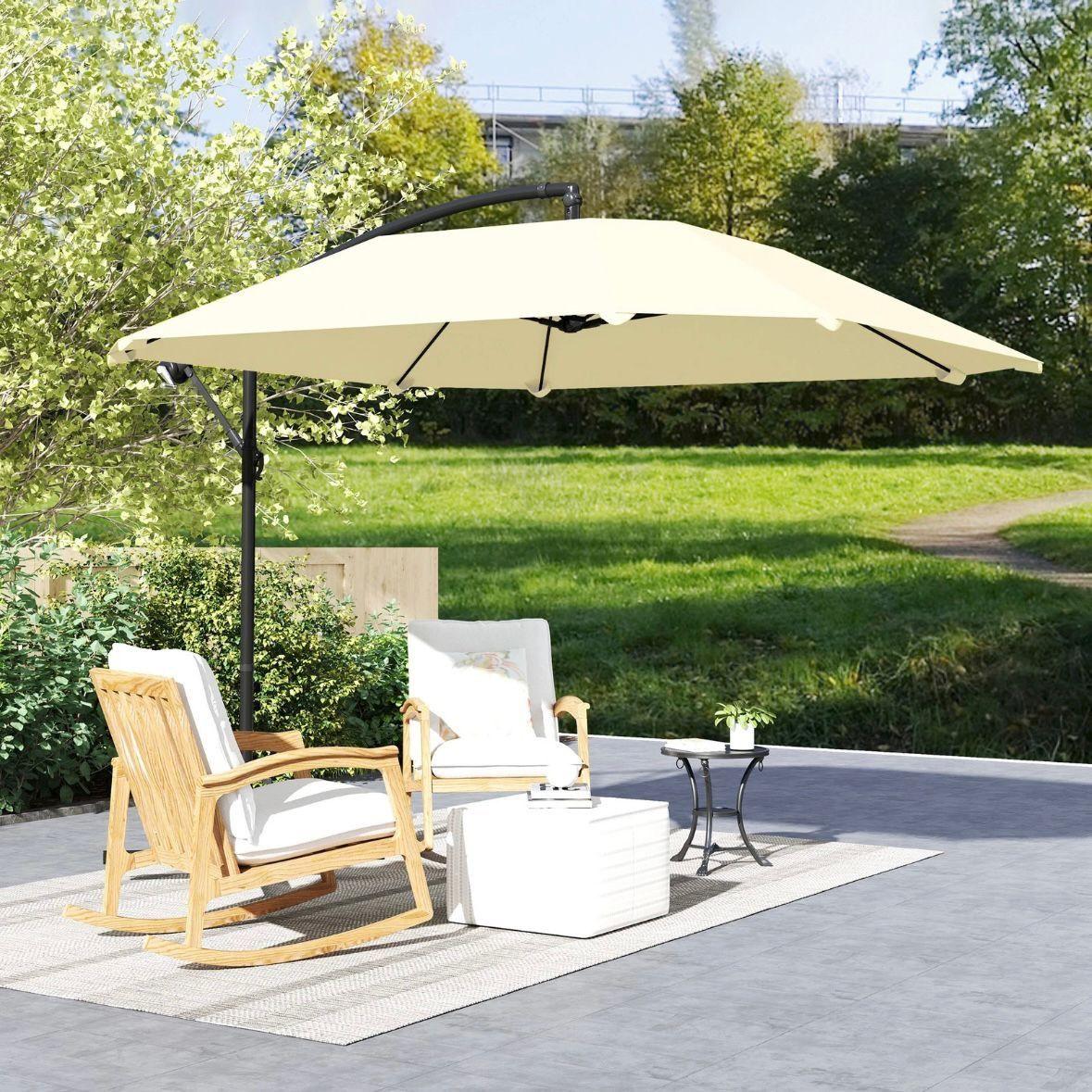 Ampelschirm Sonnenschirm 3m Kurbel 360° Beige