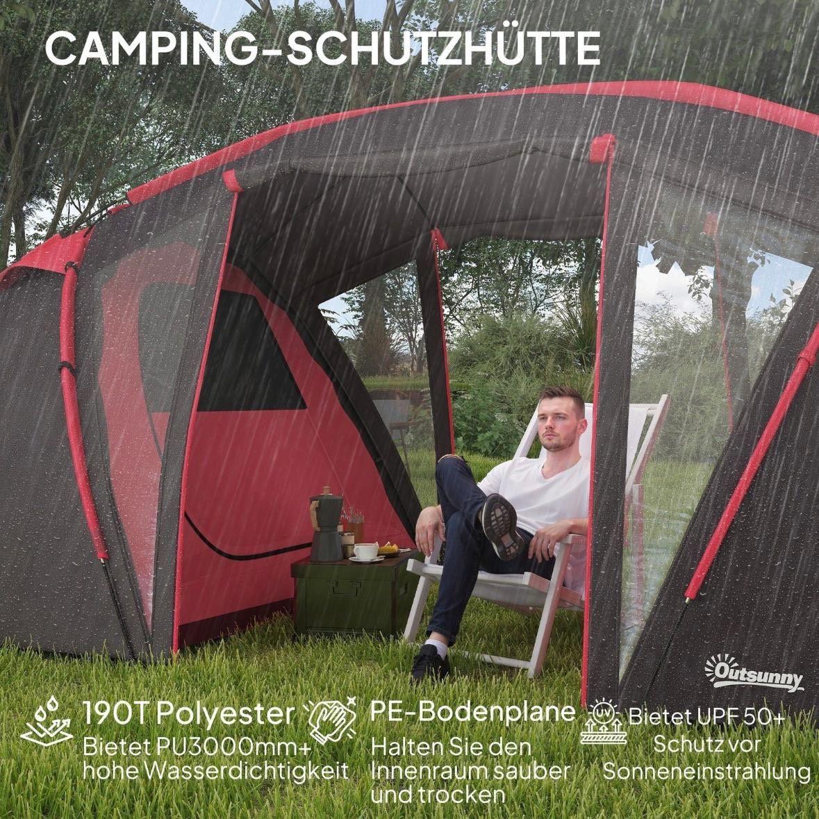 Tunnelzelt für 4–6 Personen – Familienzelt mit 2 Schlafkabinen & Wohnbereich