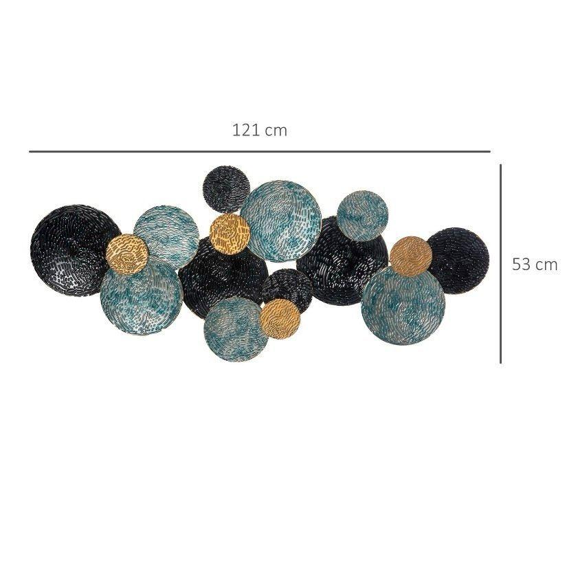 Metall Wandbild Kreise Blau Gold Schwarz 3D Kunst