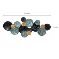 Metall Wandbild Kreise Blau Gold Schwarz 3D Kunst