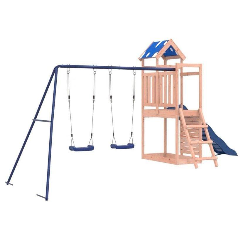 Spielturm mit Rutsche & Doppelschaukel aus Holz