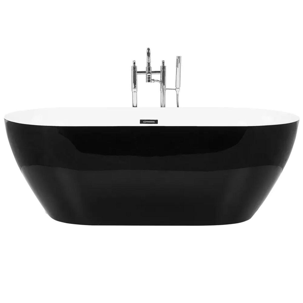 Freistehende Badewanne 160 cm Schwarz Oval