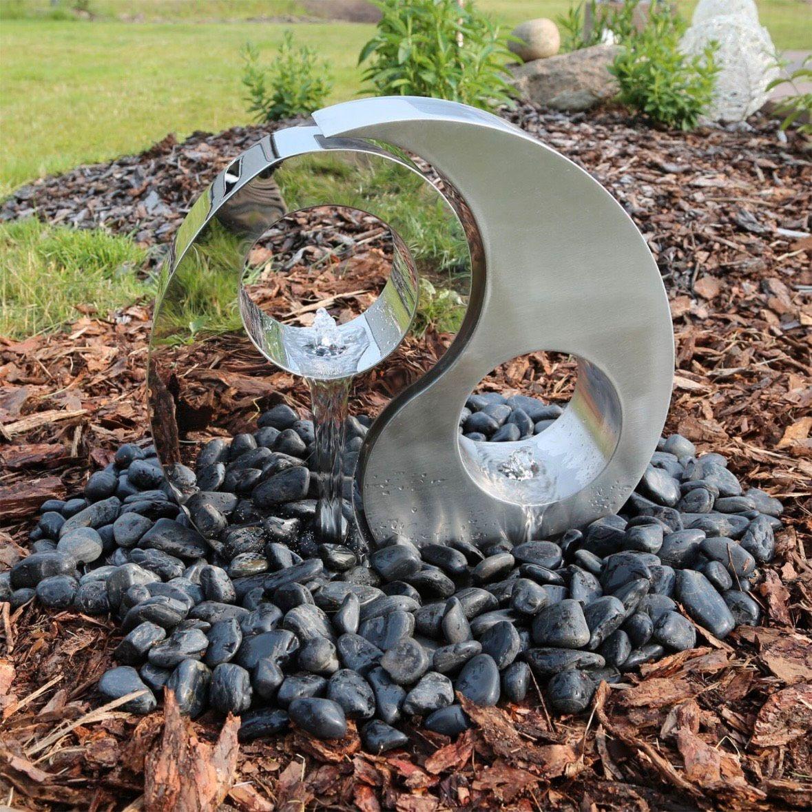 Edelstahl Springbrunnen Yin Yang Gartenbrunnen