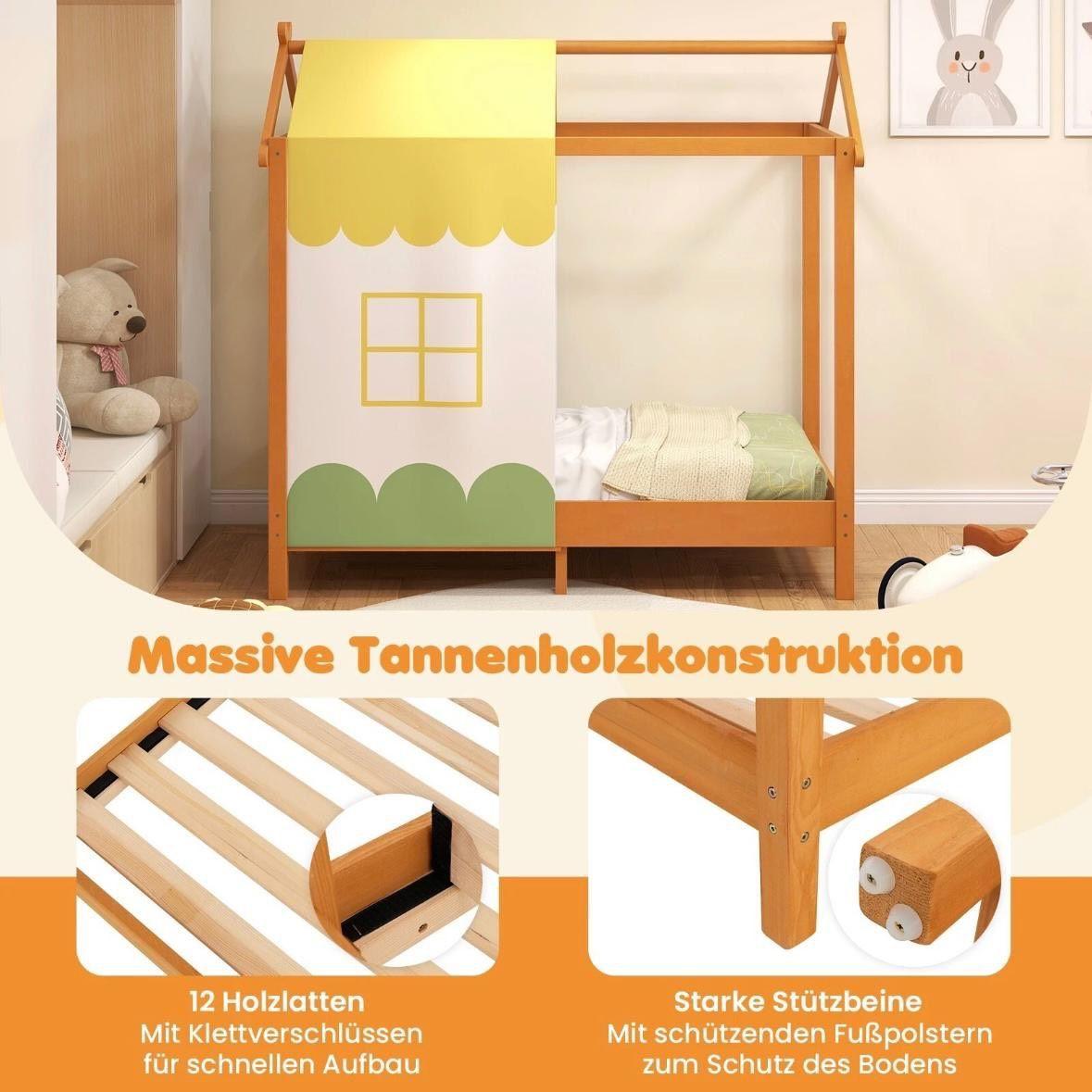 Hausbett Kinder 140×70cm mit Betthimmel Kinderbett