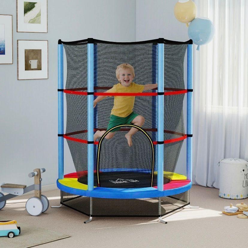 Kindertrampolin Ø140cm mit Sicherheitsnetz Indoor & Outdoor