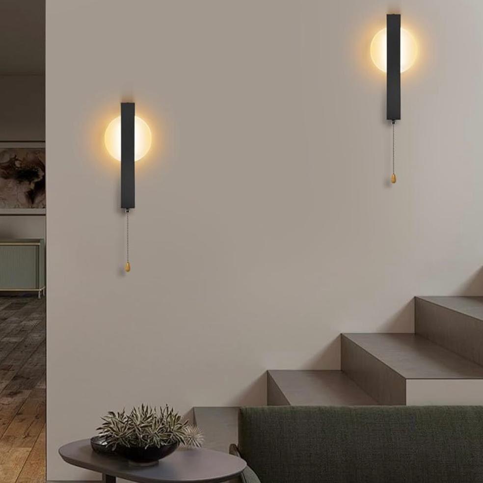 Moderne Wandleuchte mit Zugschalter rundes Design