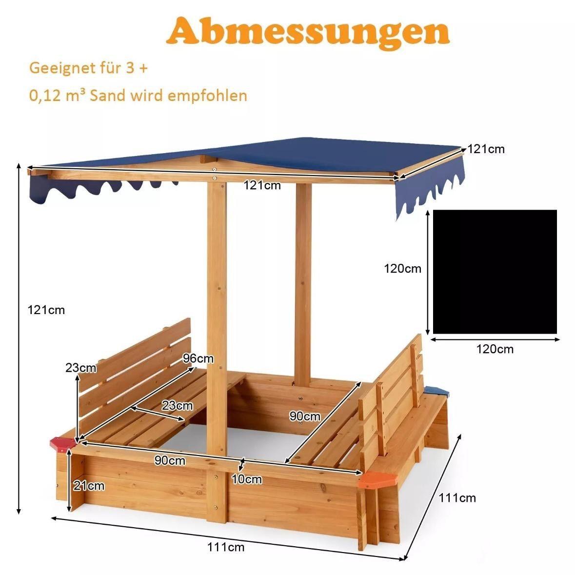 Sandkasten aus Zedernholz mit Dach & Sitzbänken