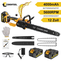 Akku-Kettensäge 12 Zoll 1000W Brushless mit 2 Akkus