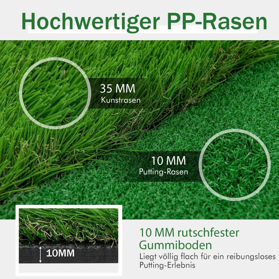 Golf Puttingmatte 300×100cm Trainingsmatte mit 3 Löchern