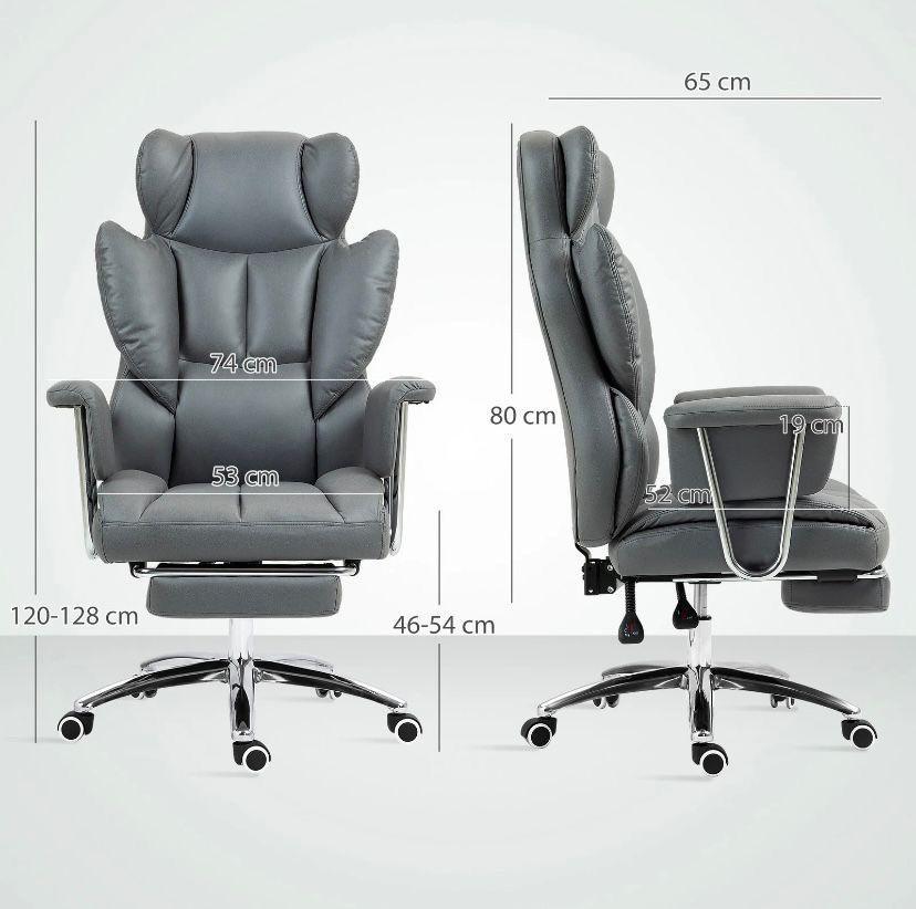 Ergonomischer Bürostuhl mit Liegefunktion Fußstütze & Mikrofaserbezug