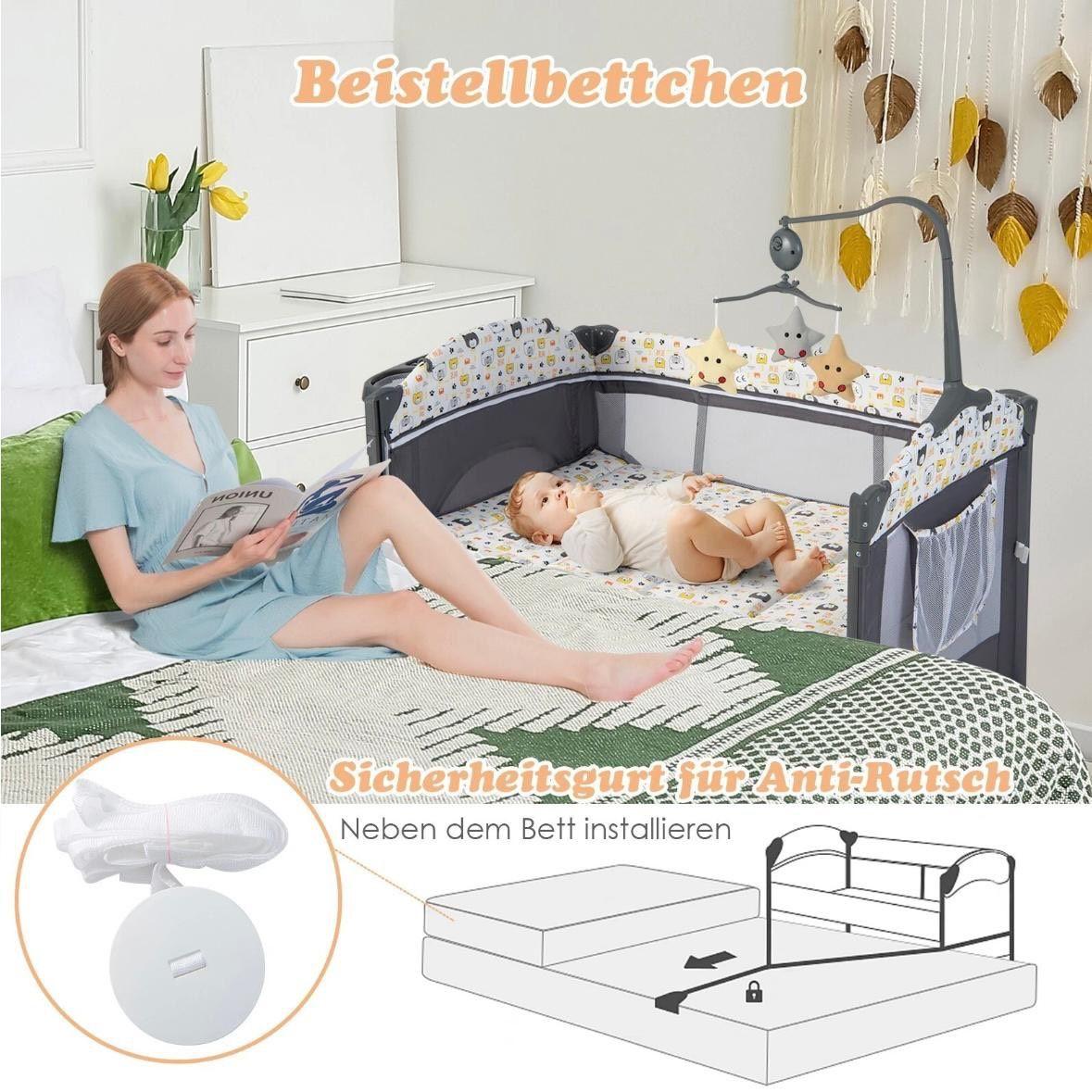 5in1 Babybett mit Wickeltisch & Beistellfunktion