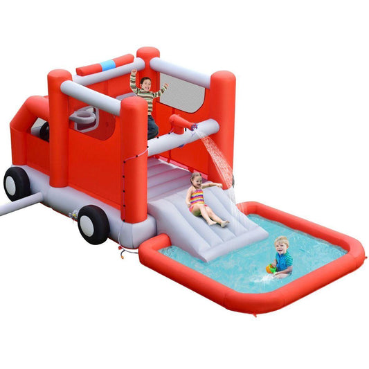 Feuerwehr Hüpfburg mit Rutsche & Wasserbecken Kinder 3–10 Jahre Indoor Outdoor