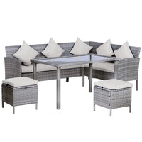 5tlg Polyrattan Gartenmöbel Set Lounge Tisch Hocker