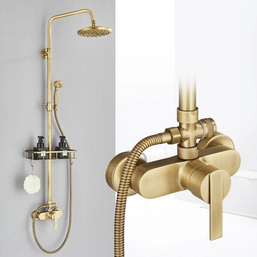 Retro Duschsystem Antik Messing Regendusche Handbrause
